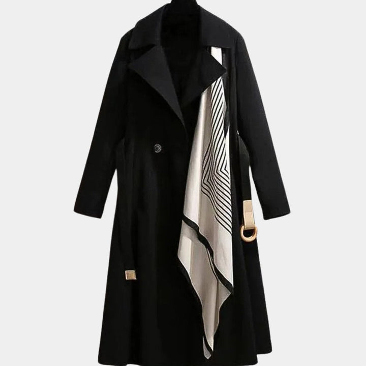 Women's Trench Coat – Belted Midi Length Notch Collar