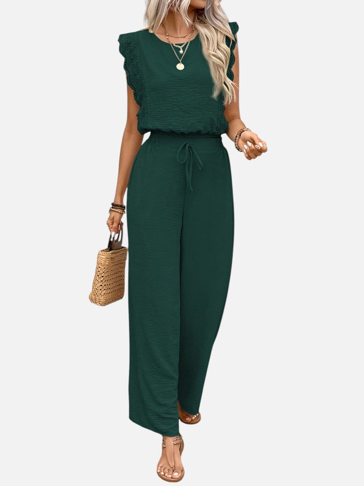 Women's Two Piece Outfit Set – Relaxed Top & Wide Leg Trousers in Light Green | Invictora.com