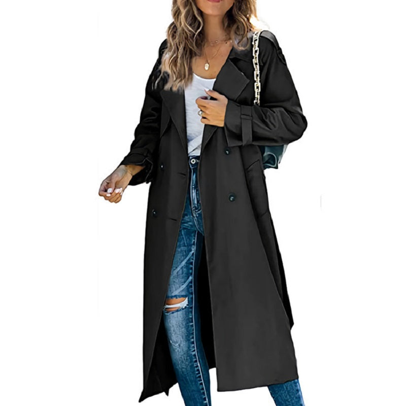 Women's Trench Coat Long in Light Blue | Invictora.com
