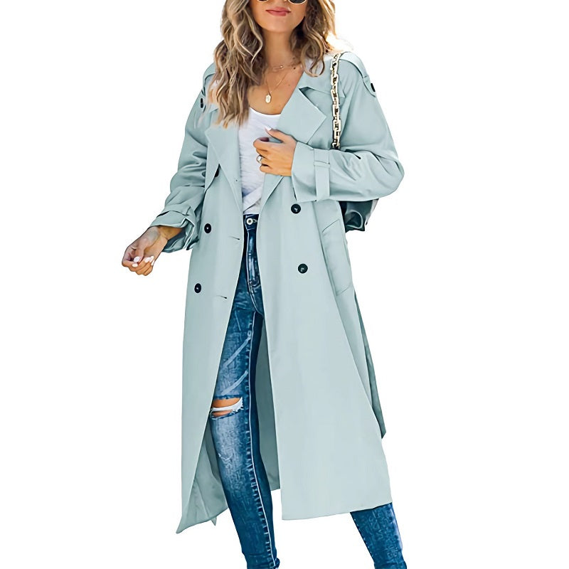Women's Trench Coat Long in Black | Invictora.com