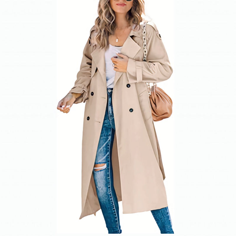 Women's Trench Coat Long in Black | Invictora.com