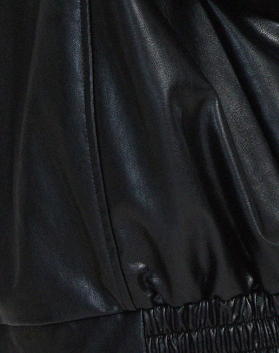 Women's Oversized Faux Leather Jacket, Collared – Front Zip