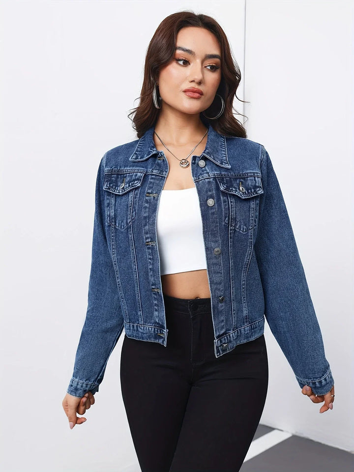 Women's Cropped Denim Jacket – Button Front