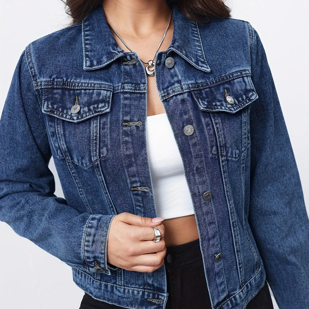 Women's Cropped Denim Jacket – Button Front