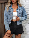 Women's Button Front Cropped Denim Jacket