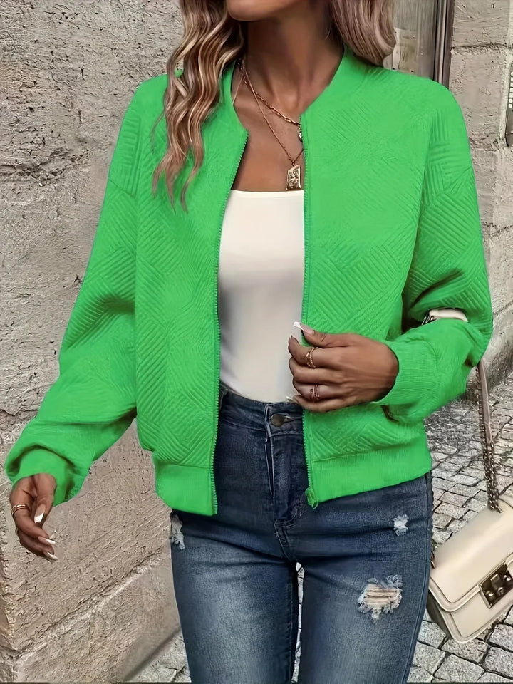 Women's Quilted Cropped Zip Front Bomber Jacket