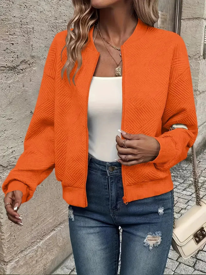 Women's Quilted Cropped Zip Front Bomber Jacket