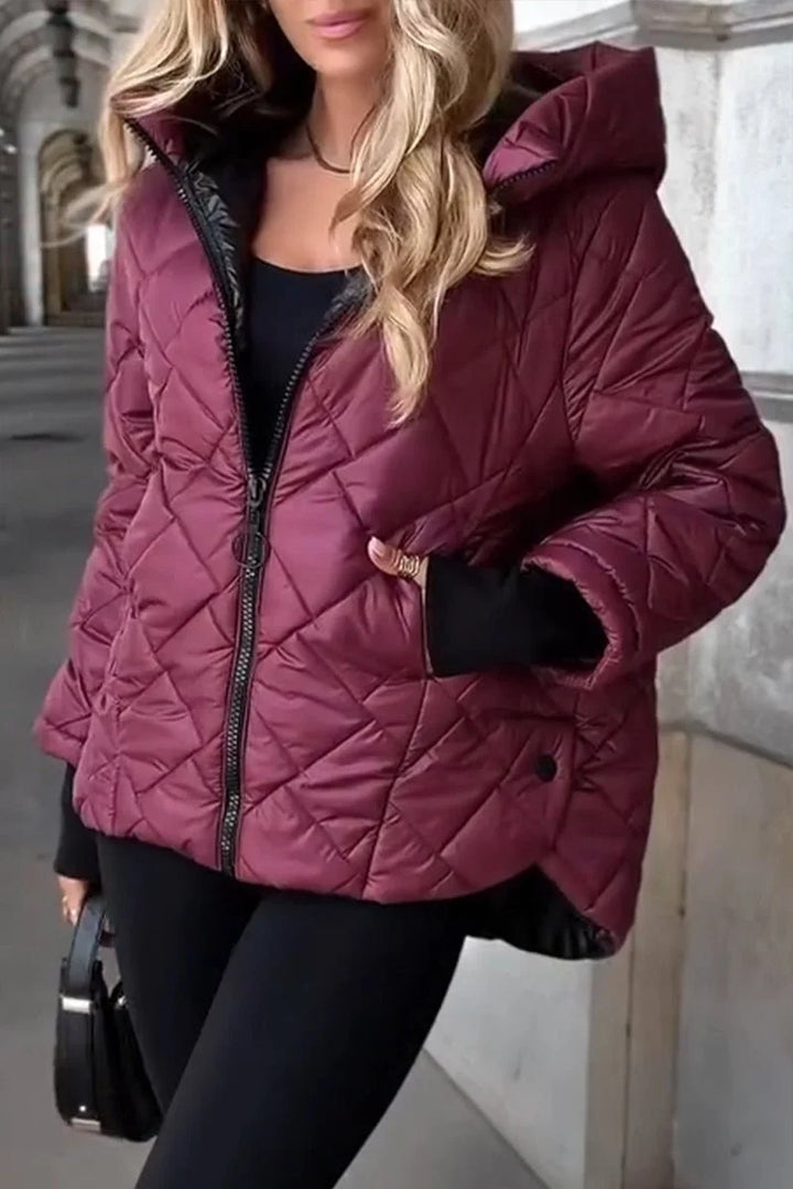 Women's Quilted Puffer Jacket Hooded Relaxed