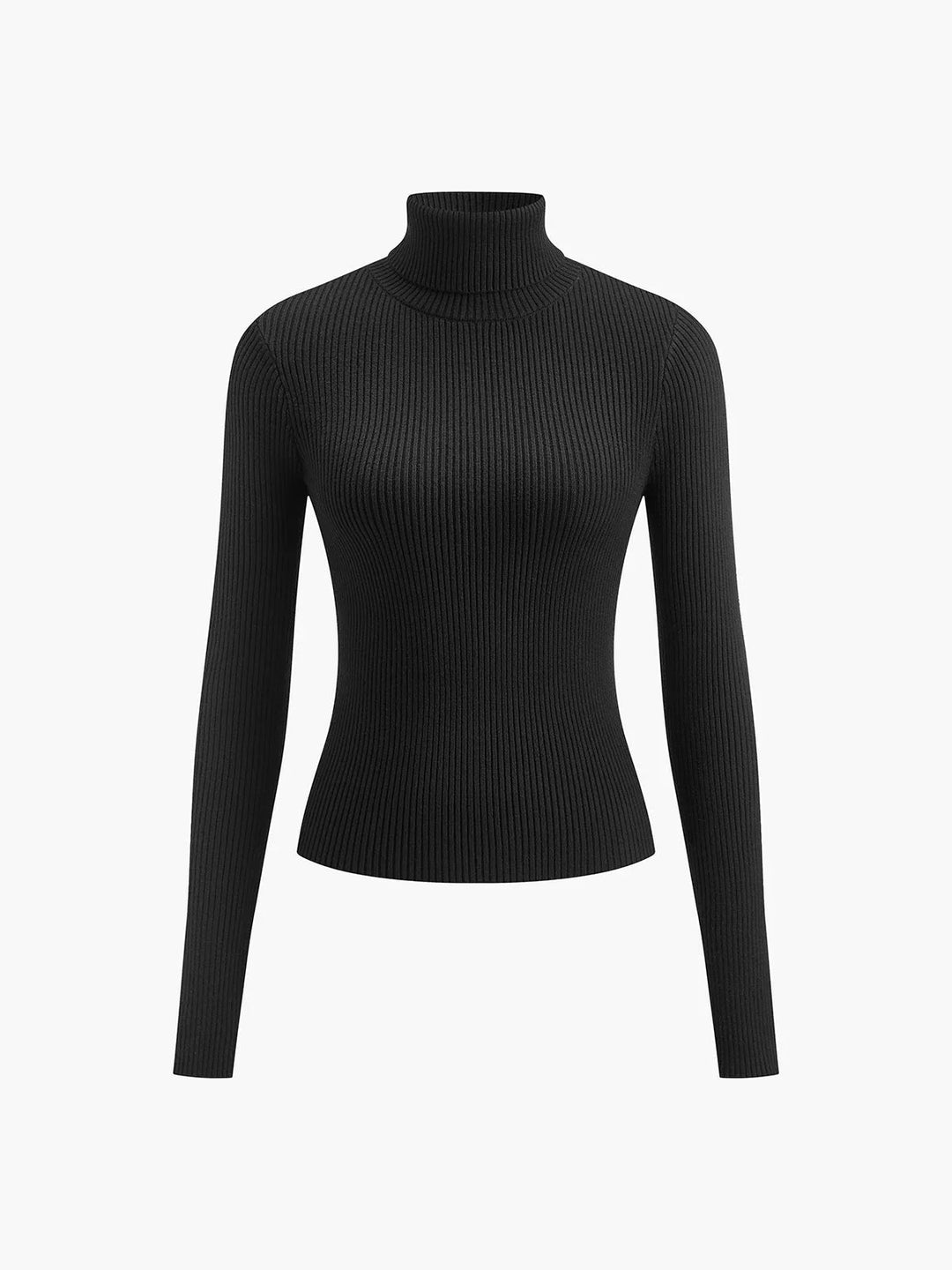 Women's Knitted Ribbed Turtleneck Jumper