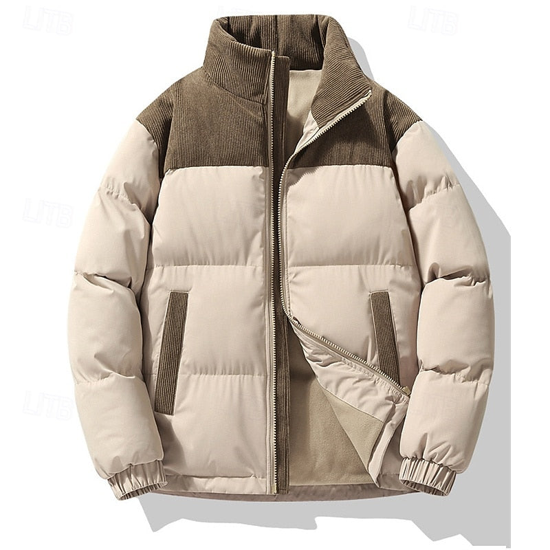 Stand-Collar Padded Jacket with Full Zip and Front Pockets