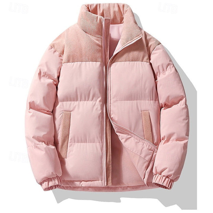 Stand-Collar Padded Jacket with Full Zip and Front Pockets