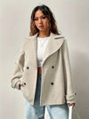 Women's Double Breasted Oversized Wool Blend Peacoat