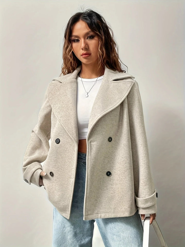 Women's Double Breasted Oversized Wool Blend Peacoat