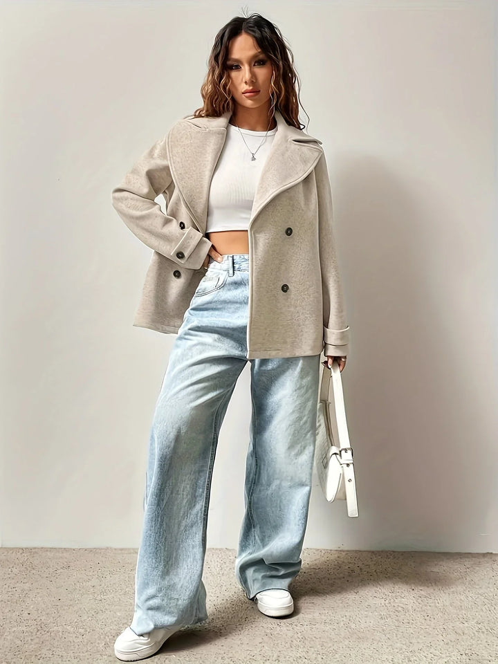 Women's Double Breasted Oversized Wool Blend Peacoat