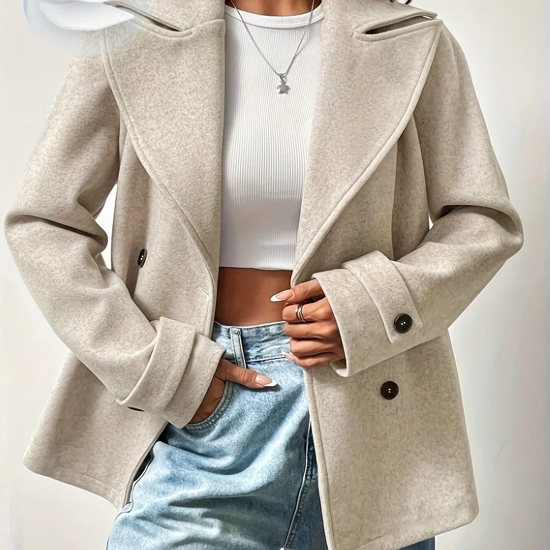 Women's Double Breasted Oversized Wool Blend Peacoat