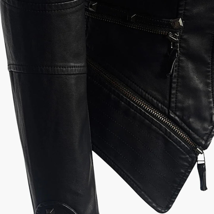Women's Faux Leather Peplum Studded Biker Jacket