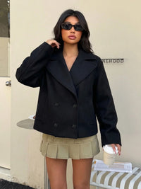 Women's Cropped Double Breasted Wool Peacoat