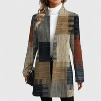 Women's Check Tweed Button-Front Wool Coat – Patchwork Design