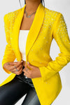 Women's Open-Front Shawl Collar Blazer – Beaded Shoulders