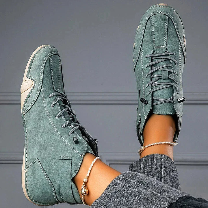 Women's Suede Lace-Up Ankle Boots – Wavy Rubber Sole