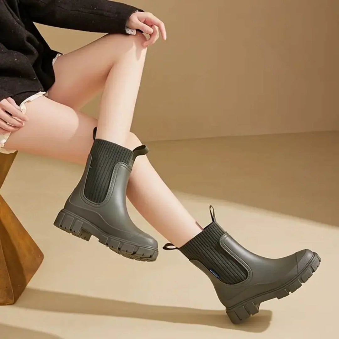 Women's Ankle Boots – Ribbed Knit Cuff
