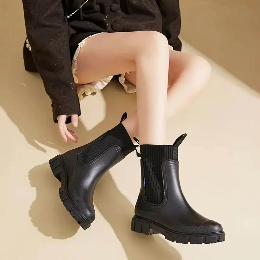 Women's Ankle Boots – Ribbed Knit Cuff