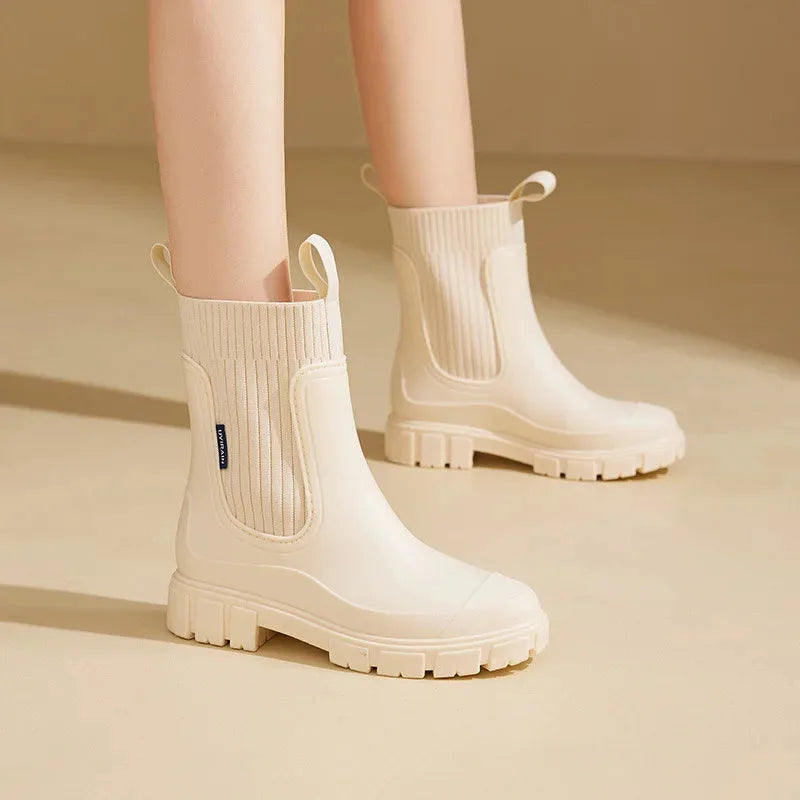 Women's Ankle Boots – Ribbed Knit Cuff