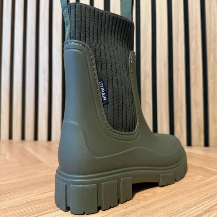 Women's Ankle Boots – Ribbed Knit Cuff