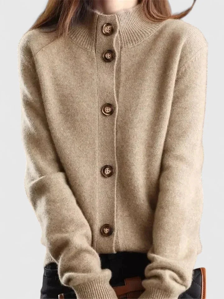 Women's Knit Button-Front Collared Cardigan – Soft Stand