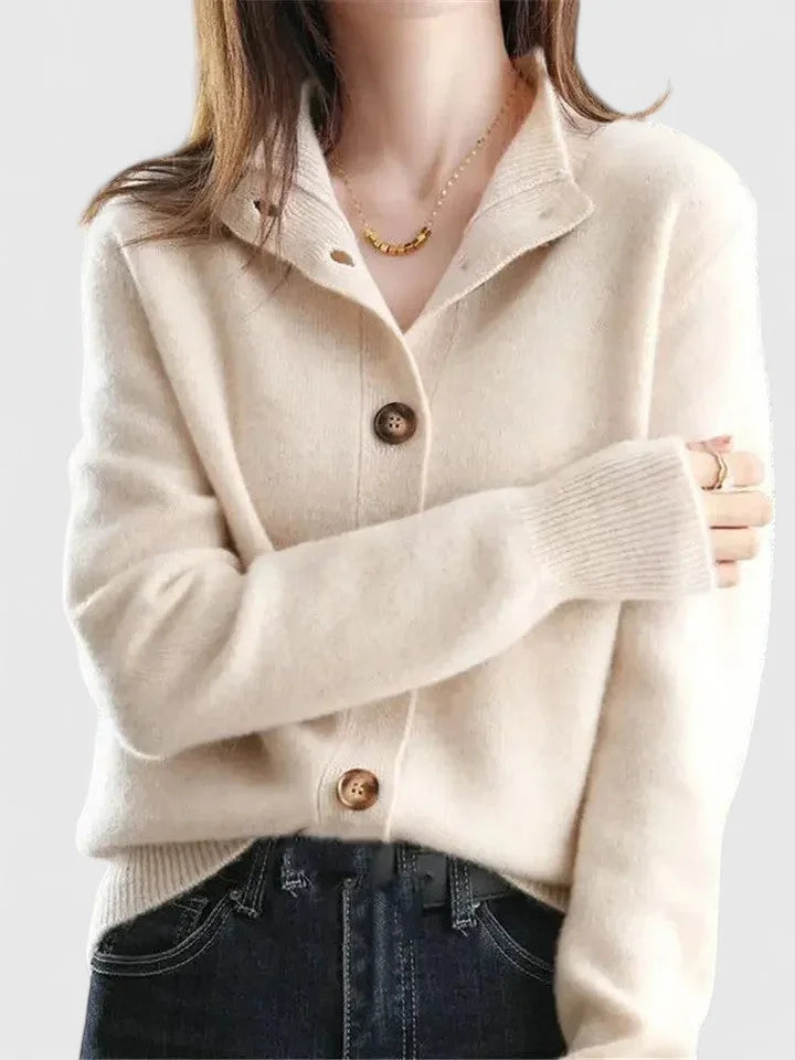 Women's Knit Button-Front Collared Cardigan – Soft Stand