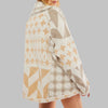Women's Knit Open-Front Shawl Collar Cardigan – Patchwork Geometric