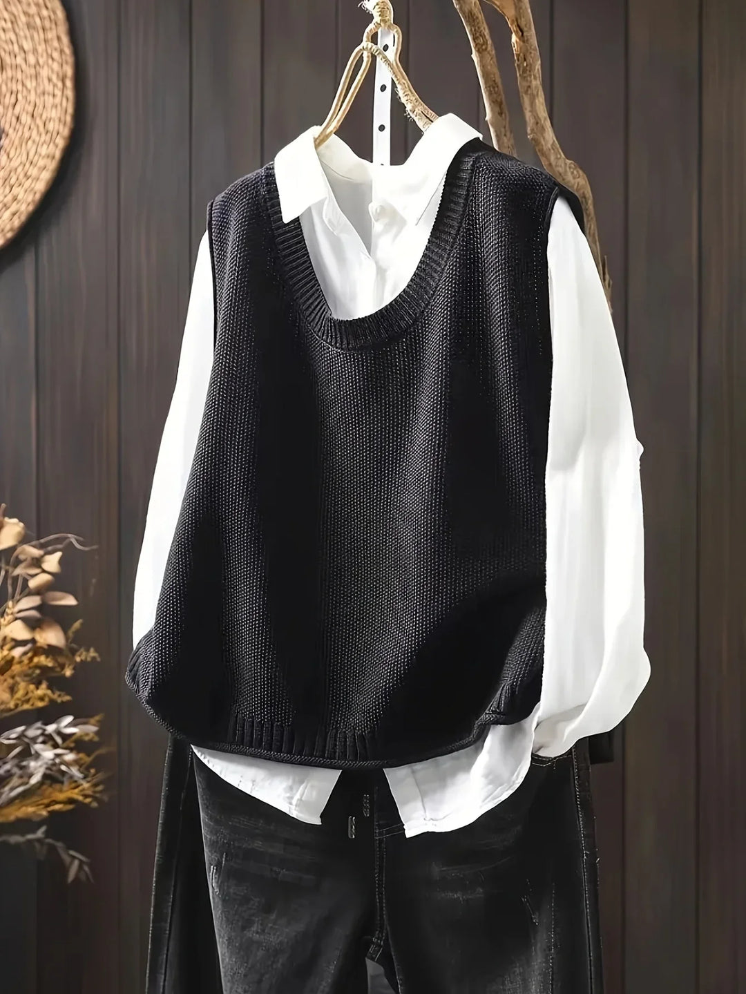Women's Knit Crew Neck Jumper – Back Button Placket