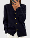 Women's Knit Button-Front V-Neck Cardigan – Heart