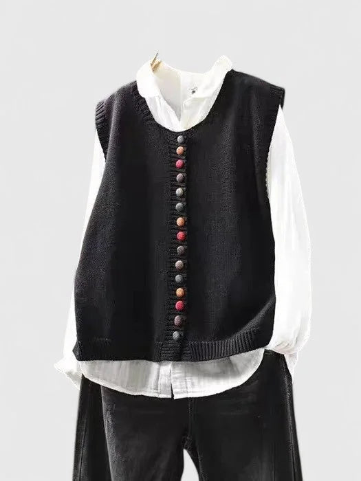 Women's Multi-Coloured Knit Button-Front Cardigan
