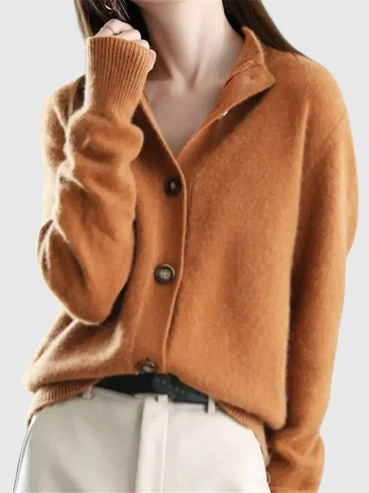 Women's Knit Button-Front Collared Cardigan – Soft Stand