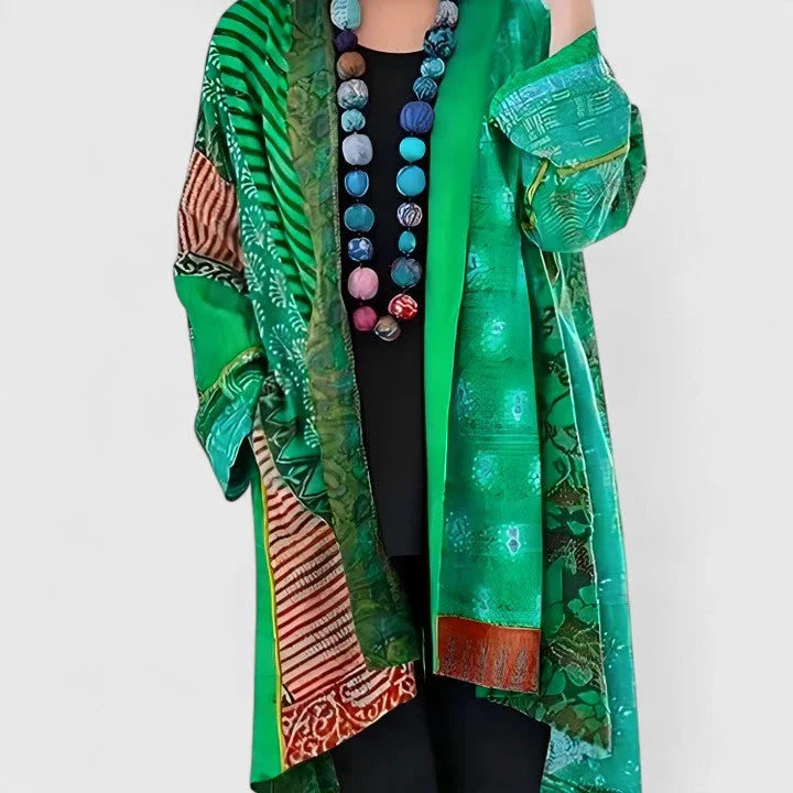 Women's Open-Front Kimono – Patchwork Mixed Print