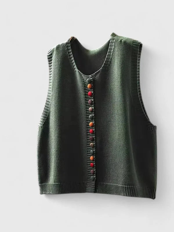 Women's Multi-Coloured Knit Button-Front Cardigan
