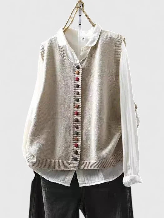 Women's Multi-Coloured Knit Button-Front Cardigan