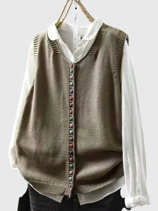 Women's Multi-Coloured Knit Button-Front Cardigan