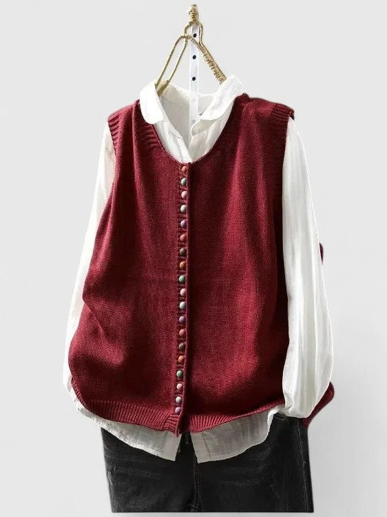 Women's Multi-Coloured Knit Button-Front Cardigan