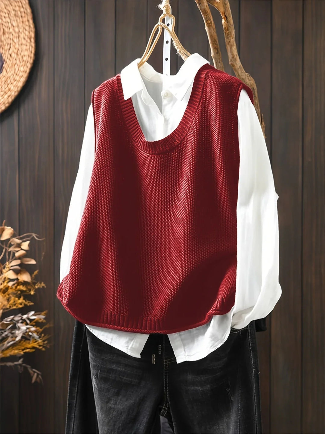 Women's Knit Crew Neck Jumper – Back Button Placket