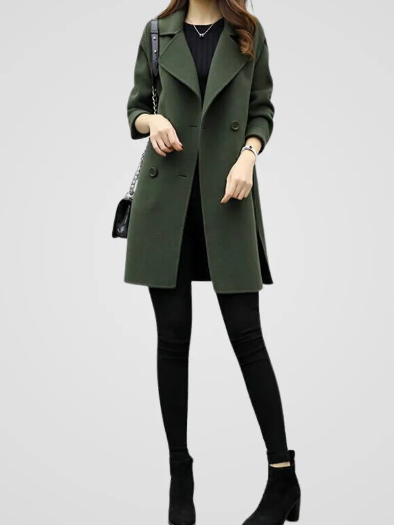 Women's Double-Breasted Notch Lapel Wool Coat