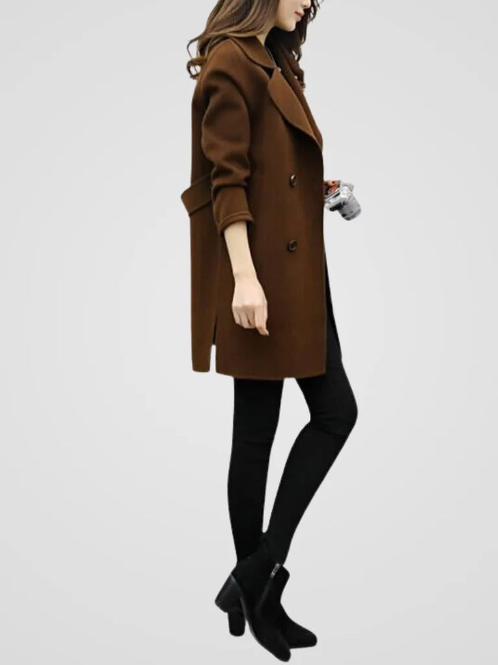 Women's Double-Breasted Notch Lapel Wool Coat