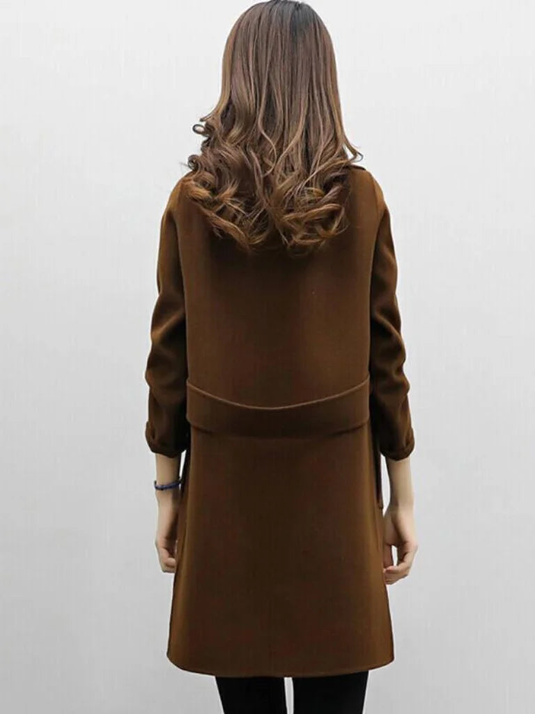 Women's Double-Breasted Notch Lapel Wool Coat