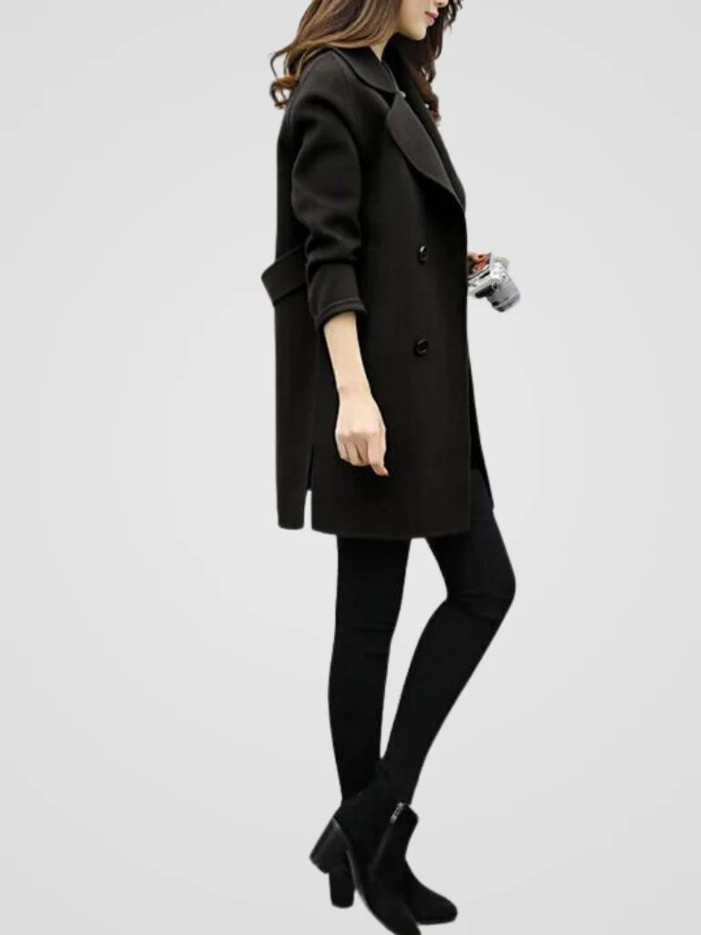 Women's Double-Breasted Notch Lapel Wool Coat