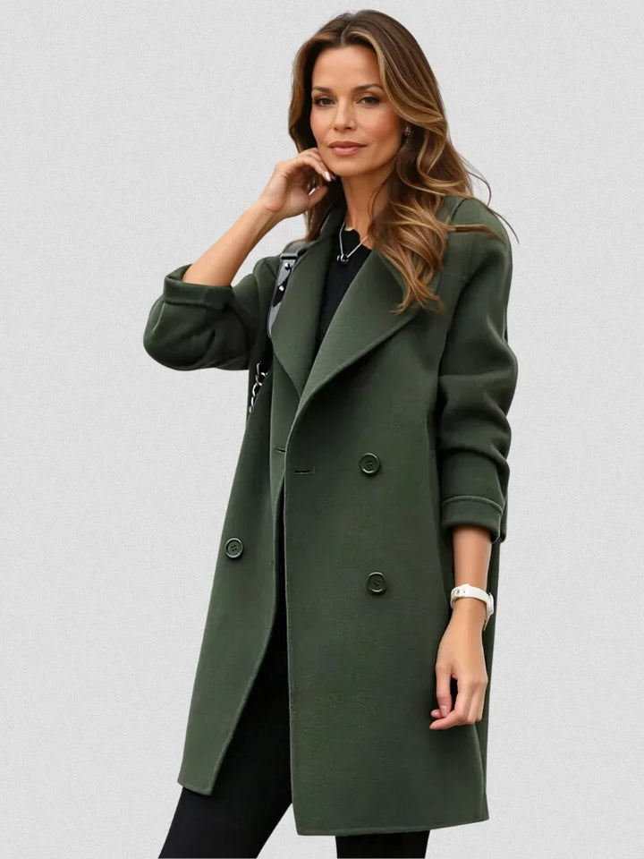 Women's Double-Breasted Notch Lapel Wool Coat