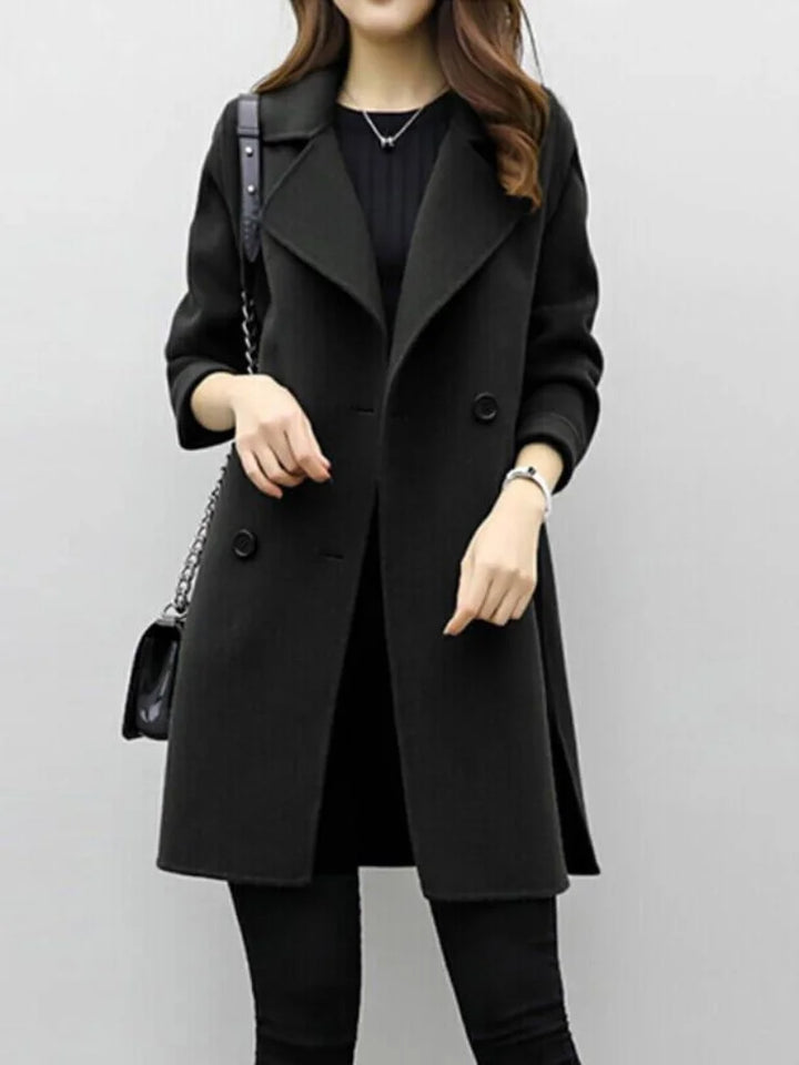 Women's Double-Breasted Notch Lapel Wool Coat