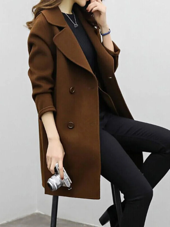 Women's Double-Breasted Notch Lapel Wool Coat