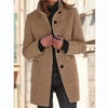 Women's Button-Front Stand Collar Wool Coat – Patch Pockets