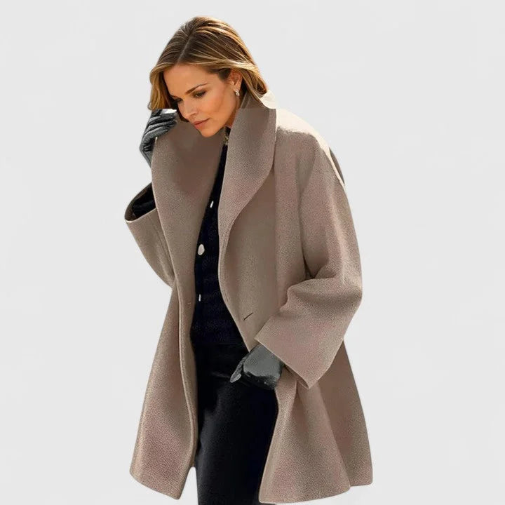 Women's Button-Front Shawl Collar Wool Coat